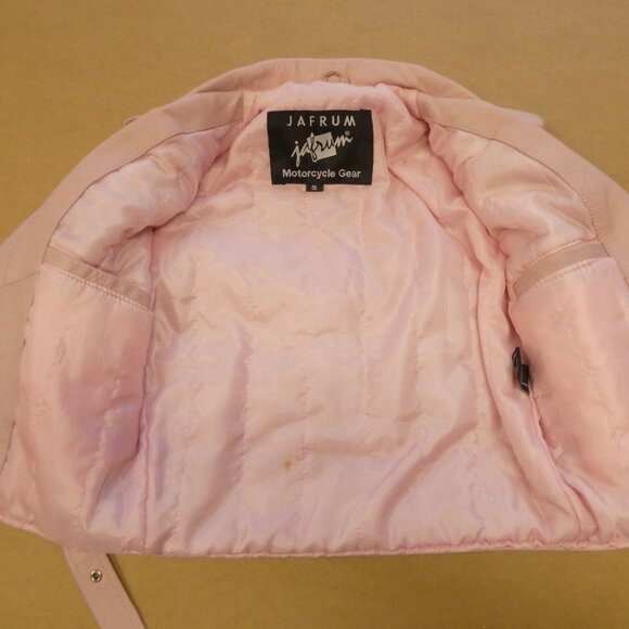 Jafrum Leather Motorcycle Jacket - Pink Ladies Size S - Picture 8 of 12
